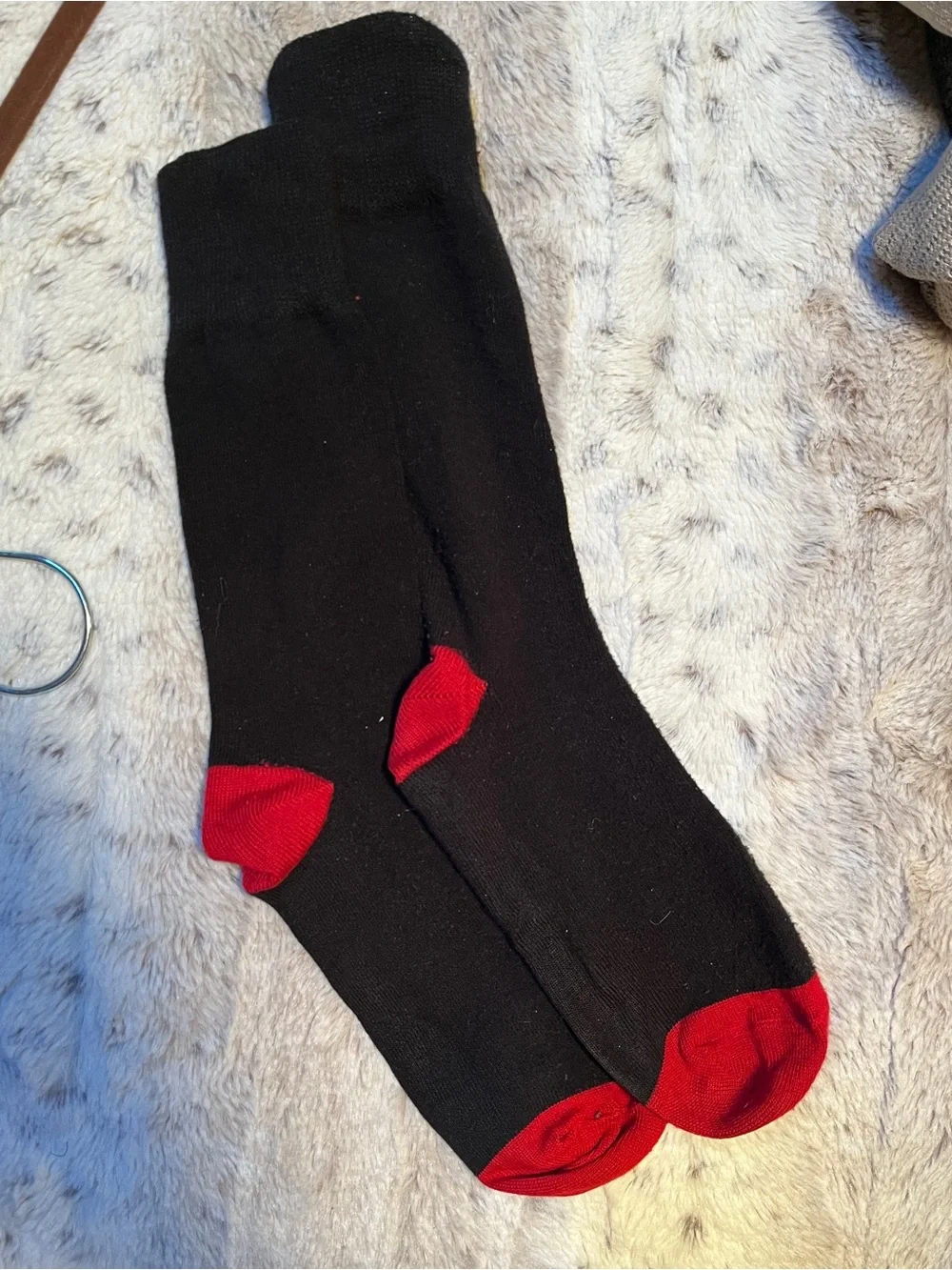 Men's Black Socks with Red Heel & Toe - Classic Contrast